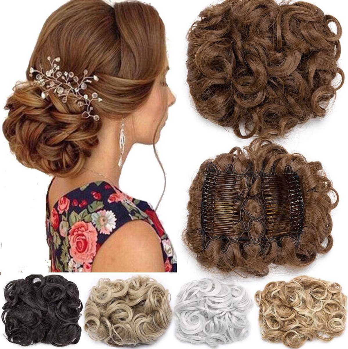 Rommelig Krullend Haarstuk Korte Haarverlenging Clip-in Accessoire voor Kapsels