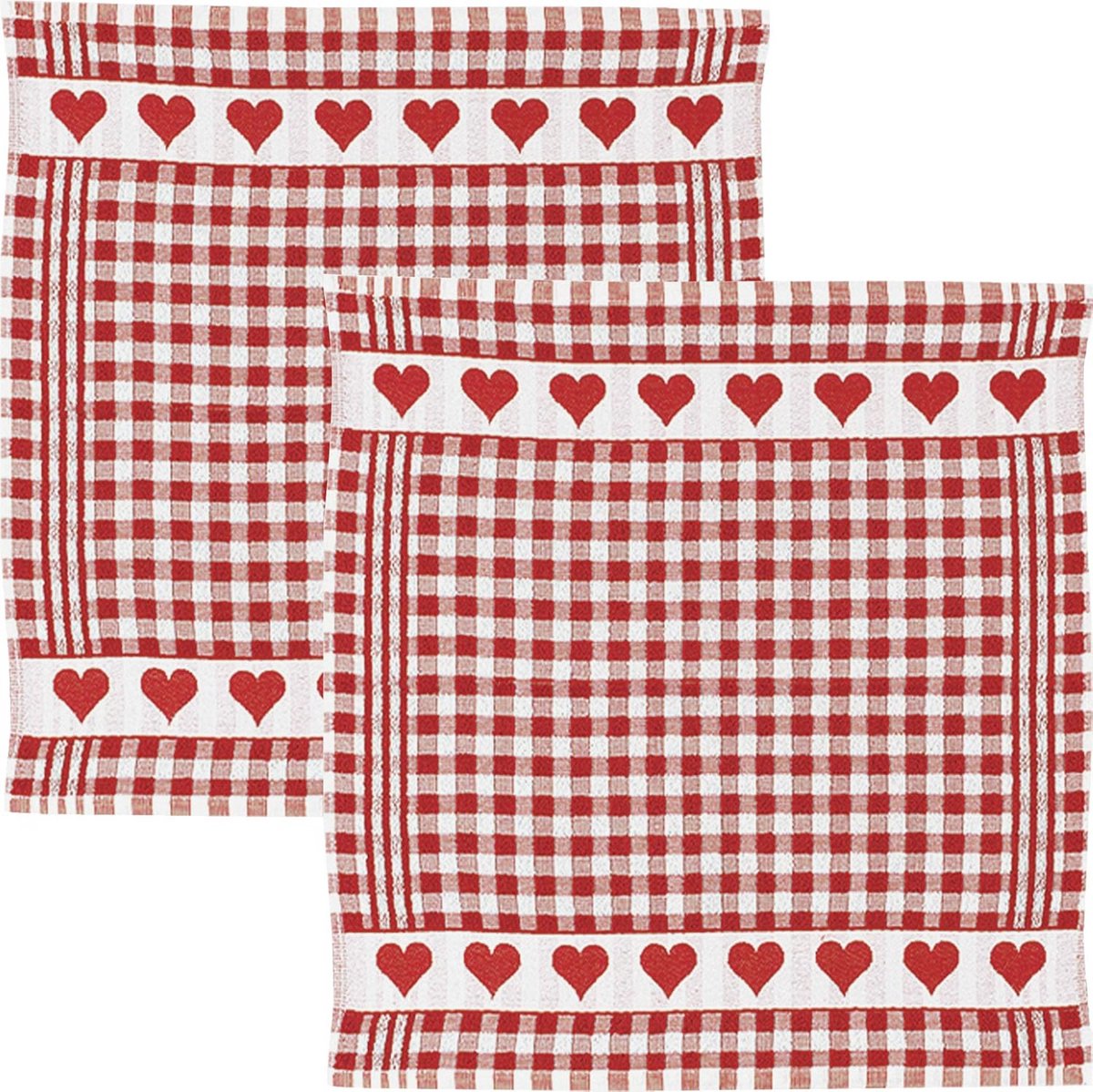 Badstof Theedoek Set van 2 - Strijkvrij, Absorberend en Duurzaam - Jacquard Ruitdesign
