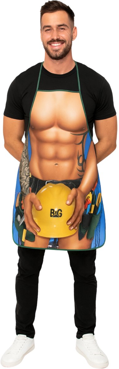 Partychimp Schort Bouwvakker Cadeau BBQ Schort - 80 x 56 cm - Polyeste