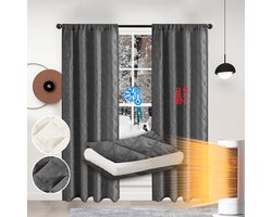 MUPOO Isolerende thermische Gordijnen verduisterend verduisterend Kant En Klaar 280gsm Met Plooiband 2 stuks- Meerdere Ophangmogelijkheden, Koud, Warmte, Zware Qualiteit, Gratis Tiebacks - Voor Raam/Deur/Slaapkamer/Woonkamer - Grijs - 140x260cm