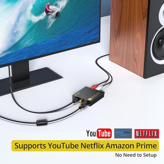 Optische naar RCA Converter - 5.1CH Dolby-AC3 Met Volumeregeling - DAC Decoder voor HDTV Blu-ray en PS4 — afbeelding 2
