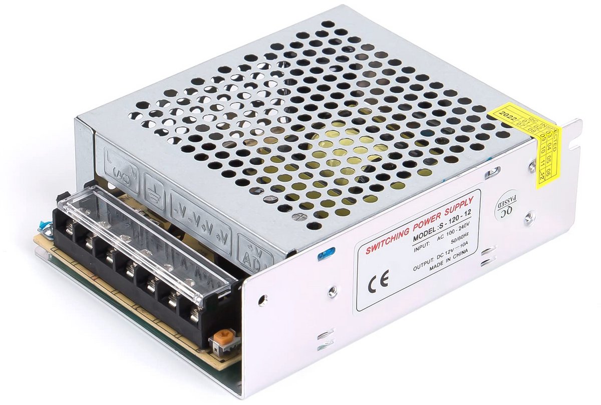 12V 10A 120W DC Schakelvoeding voor LED Strips, Camera's en Verlichtingsprojecten