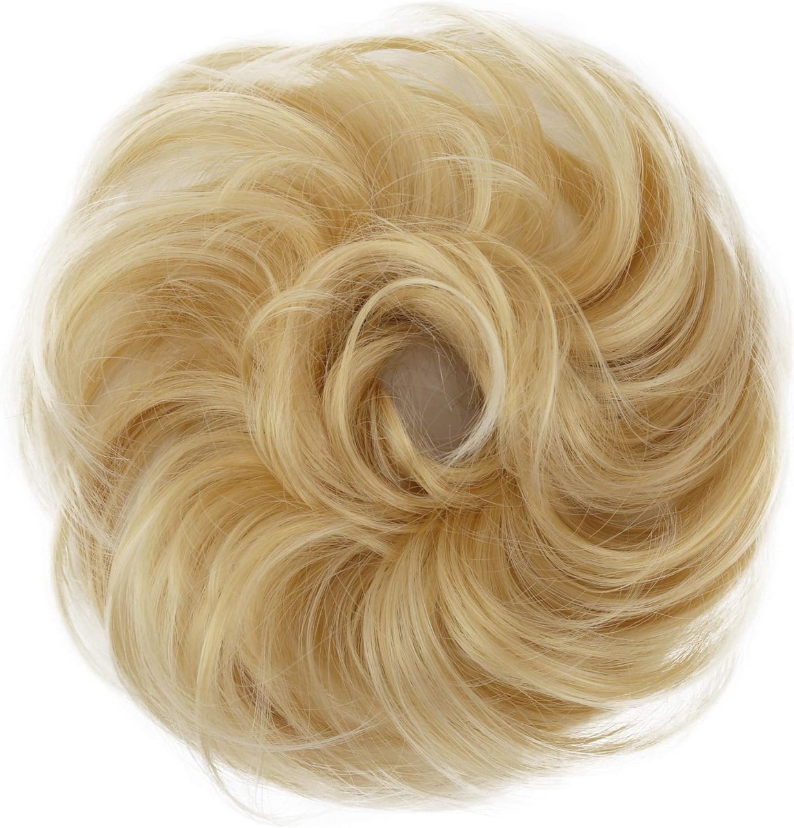 Volume Opzetstuk Haar Elastiek Licht Golvend Kapsel Toupee Blond Mix