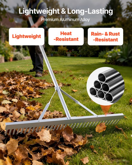 VEVOR Aluminium Hark, 914 mm Kop, 2590 mm Handvat, Grote Bladhark voor Landschapsarchitectuur, Tuinhark voor het Losmaken van de Grond, Tuin & Erf, Vijvergrind & Strandgazononderhoud — afbeelding 5