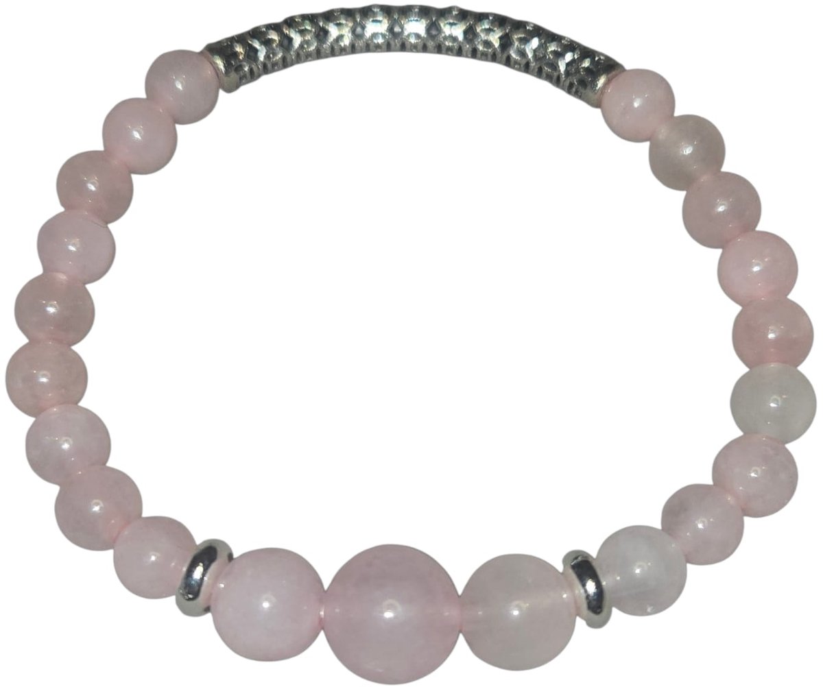 Rozenkwarts armband. (elastisch)