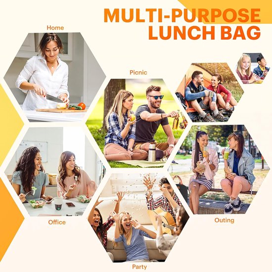 Koeltassen - Lunchtas - 29,5 x 18,3 x 21,5 cm - Zwart - Isolatie - 300D Kationisch Polyester - Handvat Riem - Koeltas - Lunch Bag - Geïsoleerde Koeltas - Picknicktas — afbeelding 3