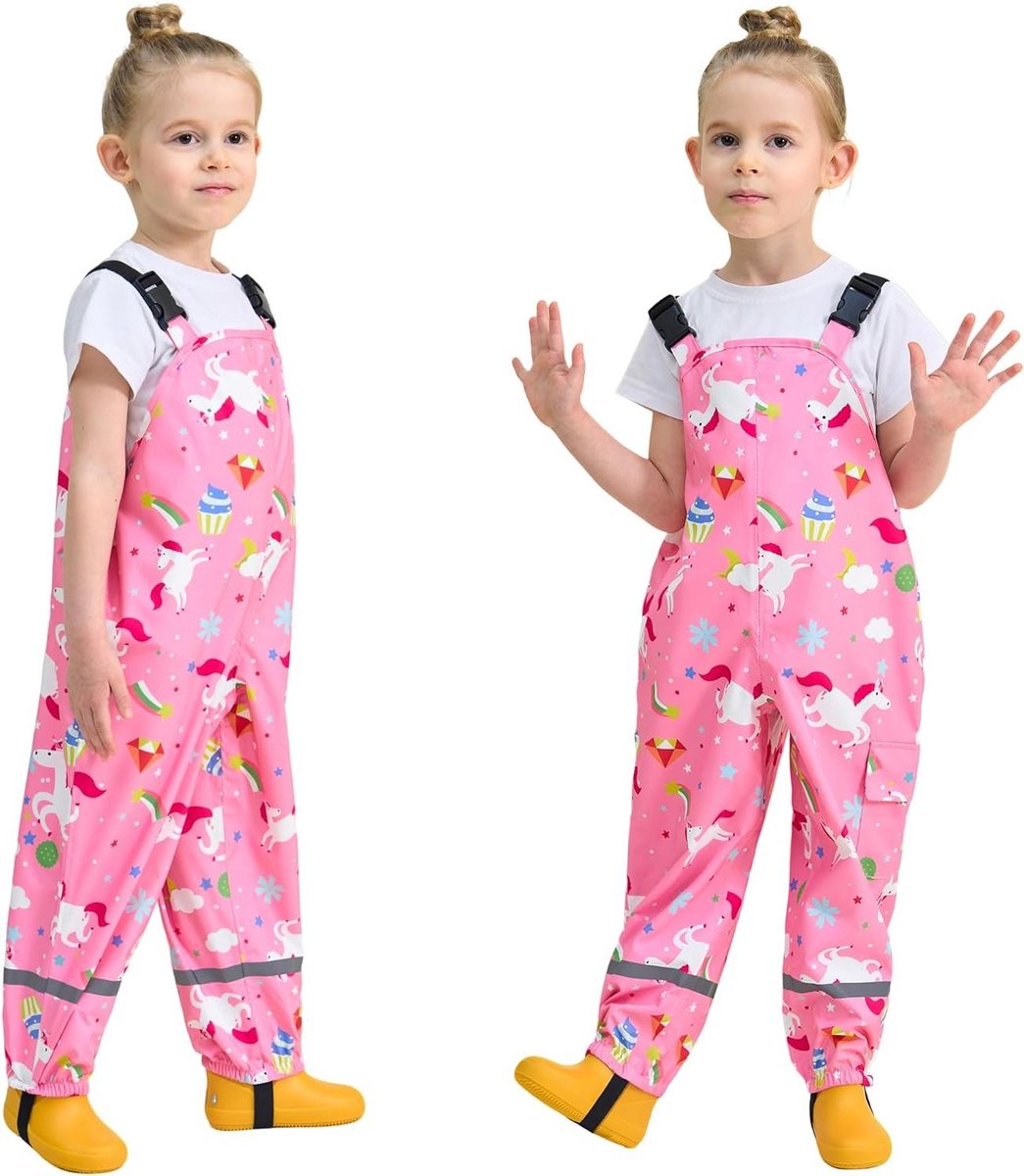 Cosensi Kinderregenbroek voor meisjes en jongens Wind- en waterdicht Tuinbroek Lichtgewicht Ongevoerd Met reflector Outdoorbroek Regenkleding Any