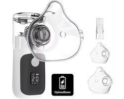 BDM CARE ® - Aerosoltoestel - oplaadbaar - Ultrasone Vernevelaar Inhalator – Nebulizer - Inhalatieapparaat voor Kinderen, Volwassenen & Baby’s – Helpt tegen Luchtwegaandoeningen - Incl. 3 mondstukken