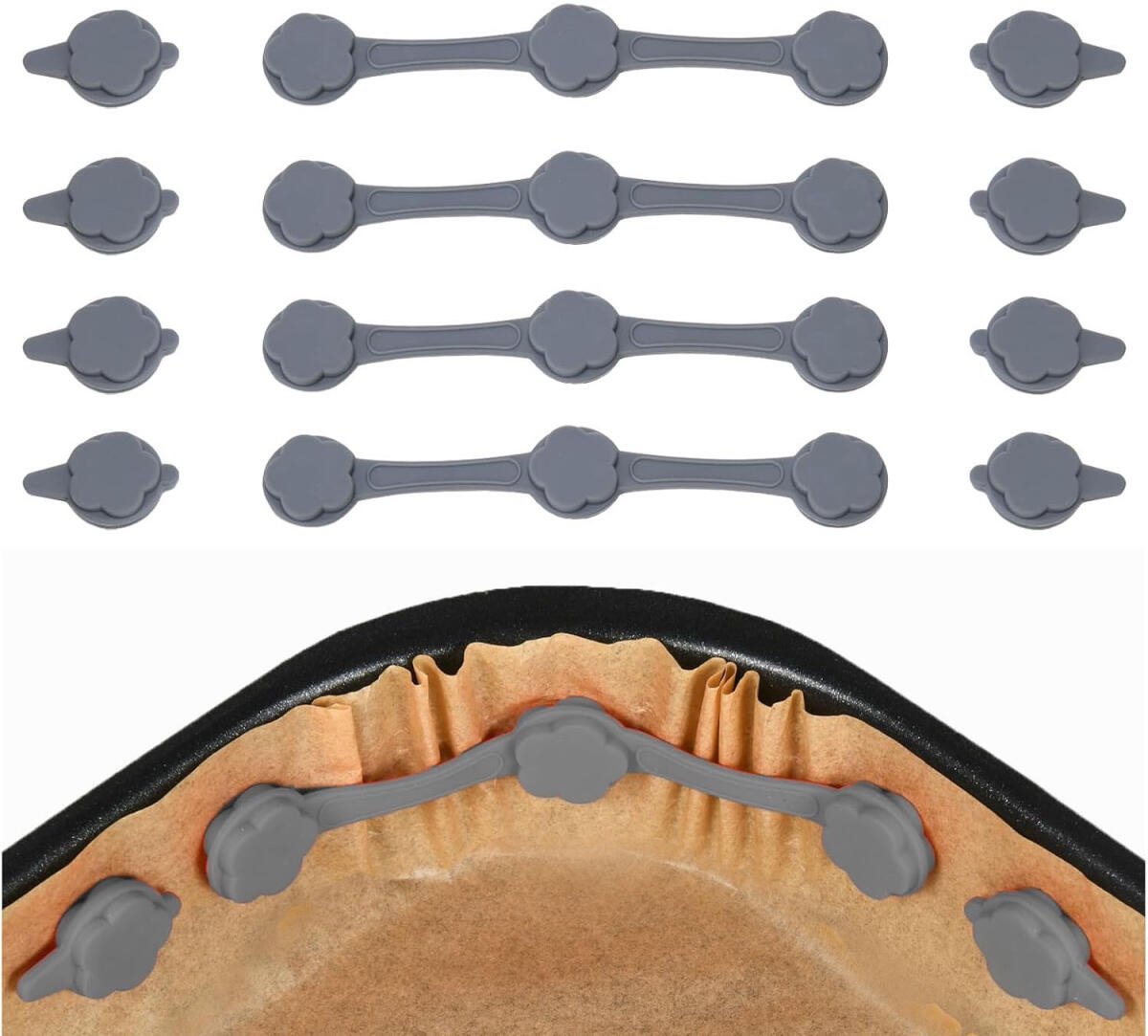 Siliconen Airfryer magneetstrips - Bakpapier - Bestand tegen hoge temperaturen - Airfryer - Airfryer papierhouder - 4 stuks - grijs