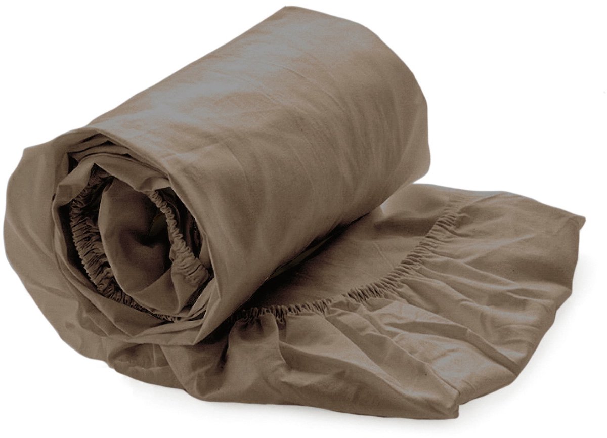 Yellow Hoeslaken Katoen Perkal 40cm Hoekhoogte Suite Mumbai - Plaza Taupe - 140x200 cm - 100% Katoen-Perkal - Tweepersoons