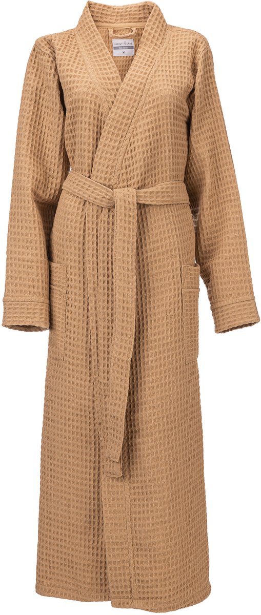 Heckettlane Badjas Wafel - Kamerjas voor Dames en Heren - S - Ochtendjas van Katoen - Geschikt voor de Sauna - Taupe