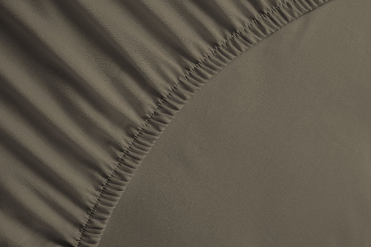 Yellow Hoeslaken Percale - Onderlaken voor Tweepersoonsbed - 140x200 cm - 100% Katoen-Perkal - Taupe