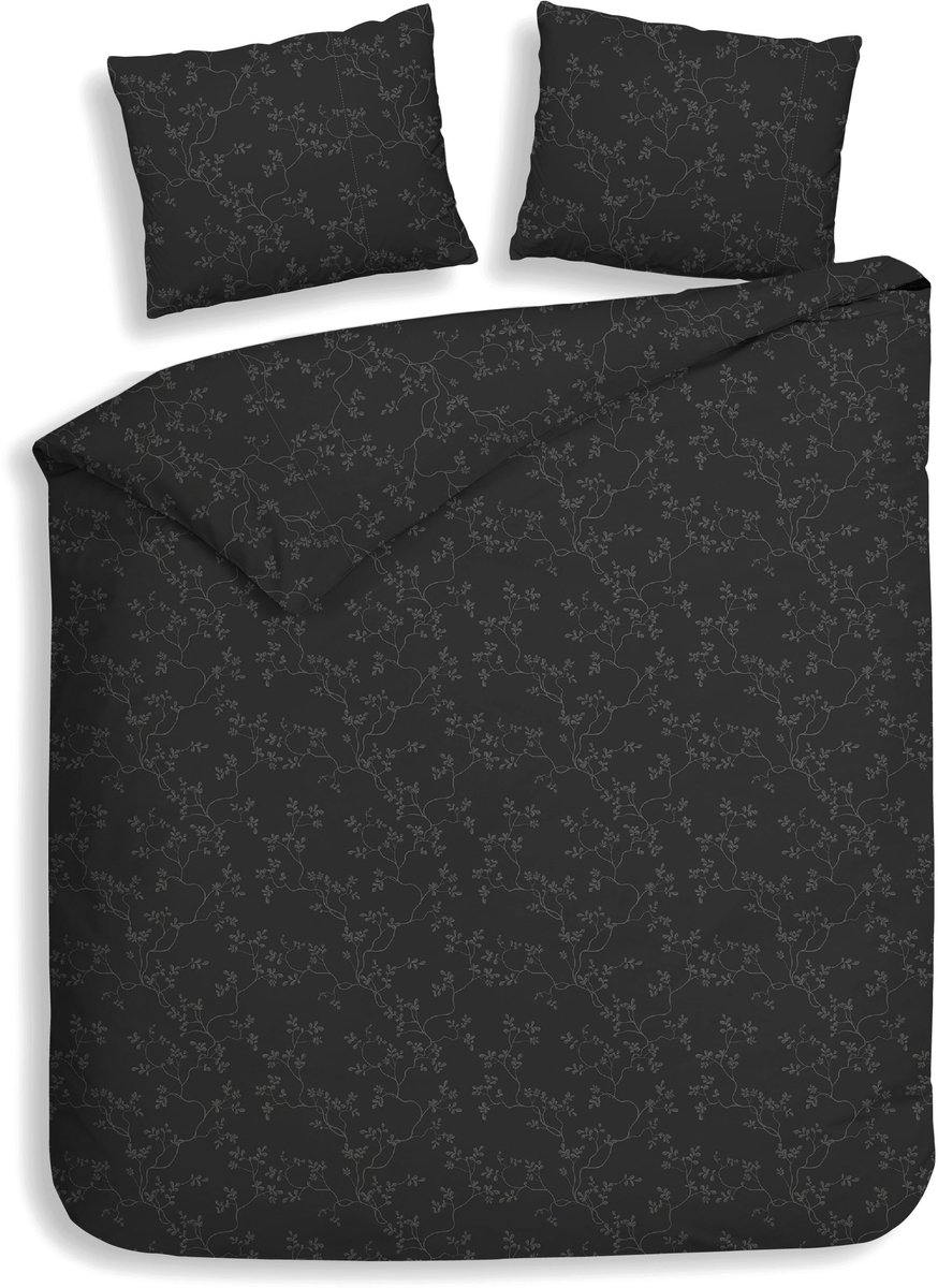 Heckettlane Dekbedovertrek Alloro - Effen Bedlinnen - 240x200-220 cm - Lits-Jumeaux - Antraciet - Dekbedovertrek van 100% Katoen-Flanel