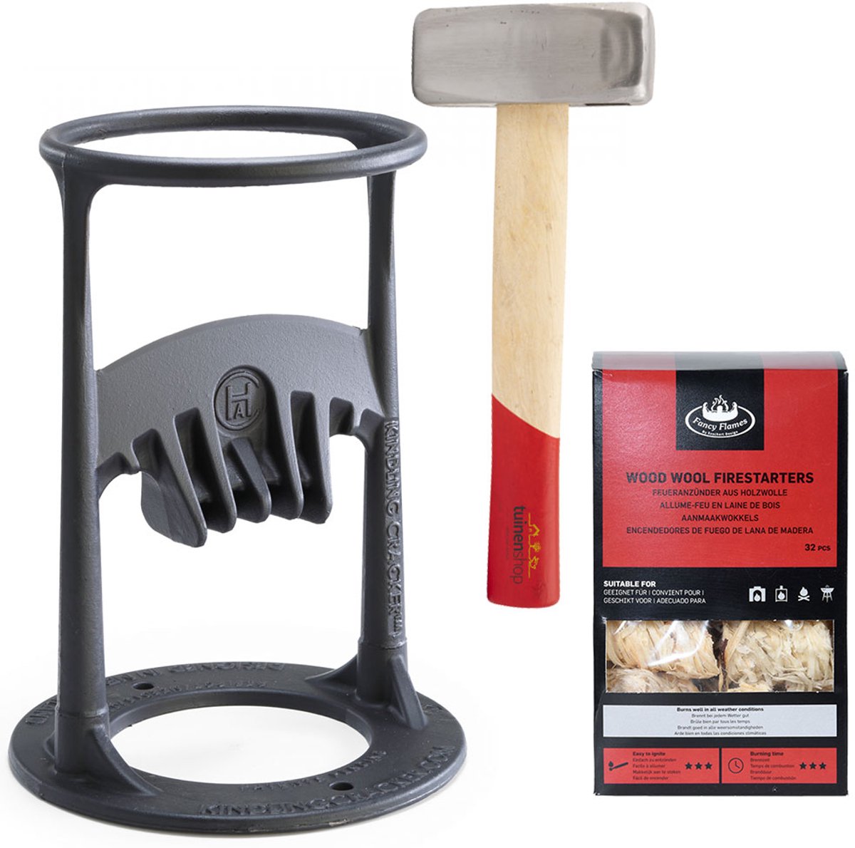 Kindling Cracker + Moker & Wokkels Houtklover – Gietijzer – Zwart