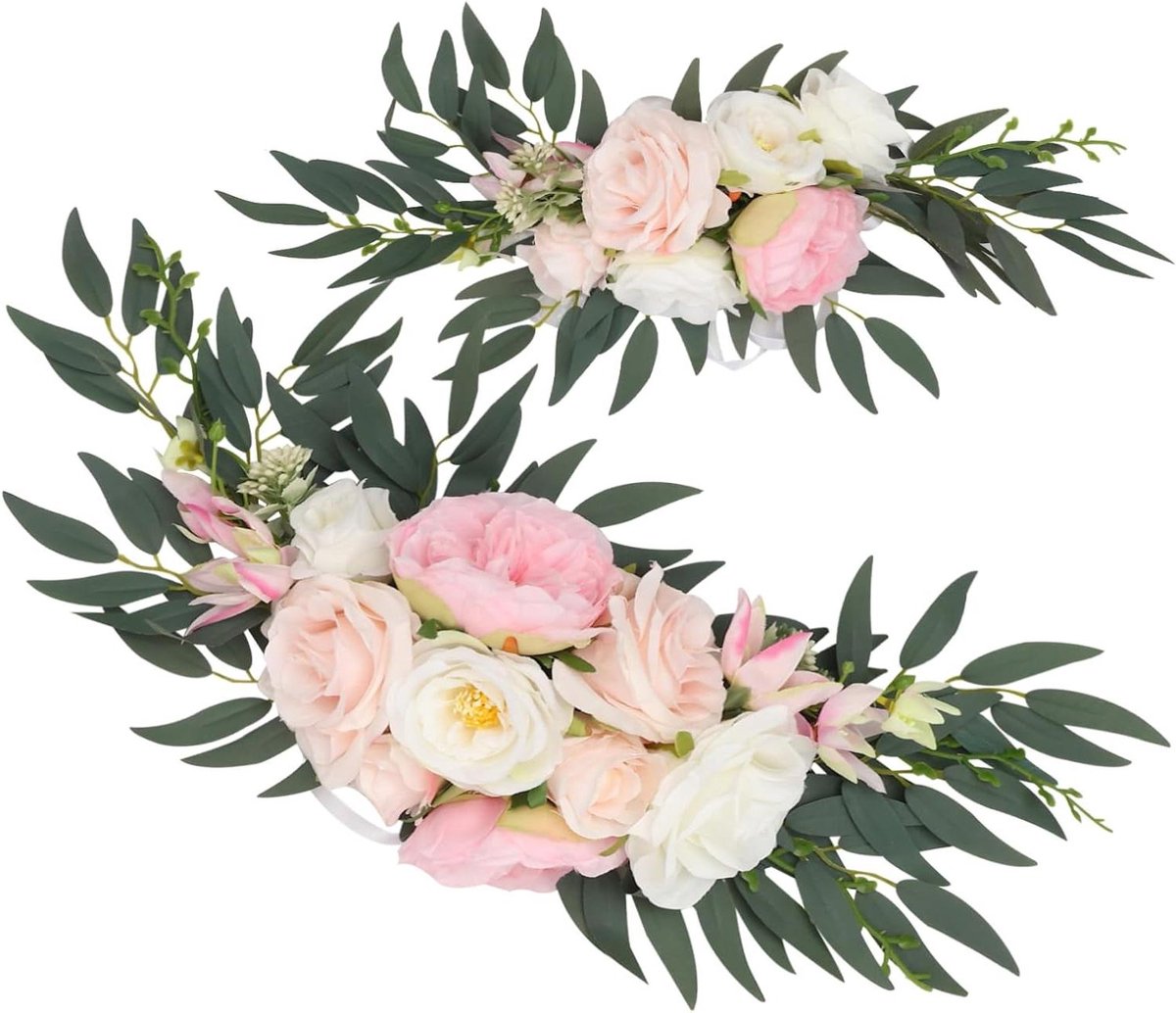 Cosensi Hoek Bloem Bruiloft Decoraties Kunstbloemen Roze - Set van 2 Stuks Any