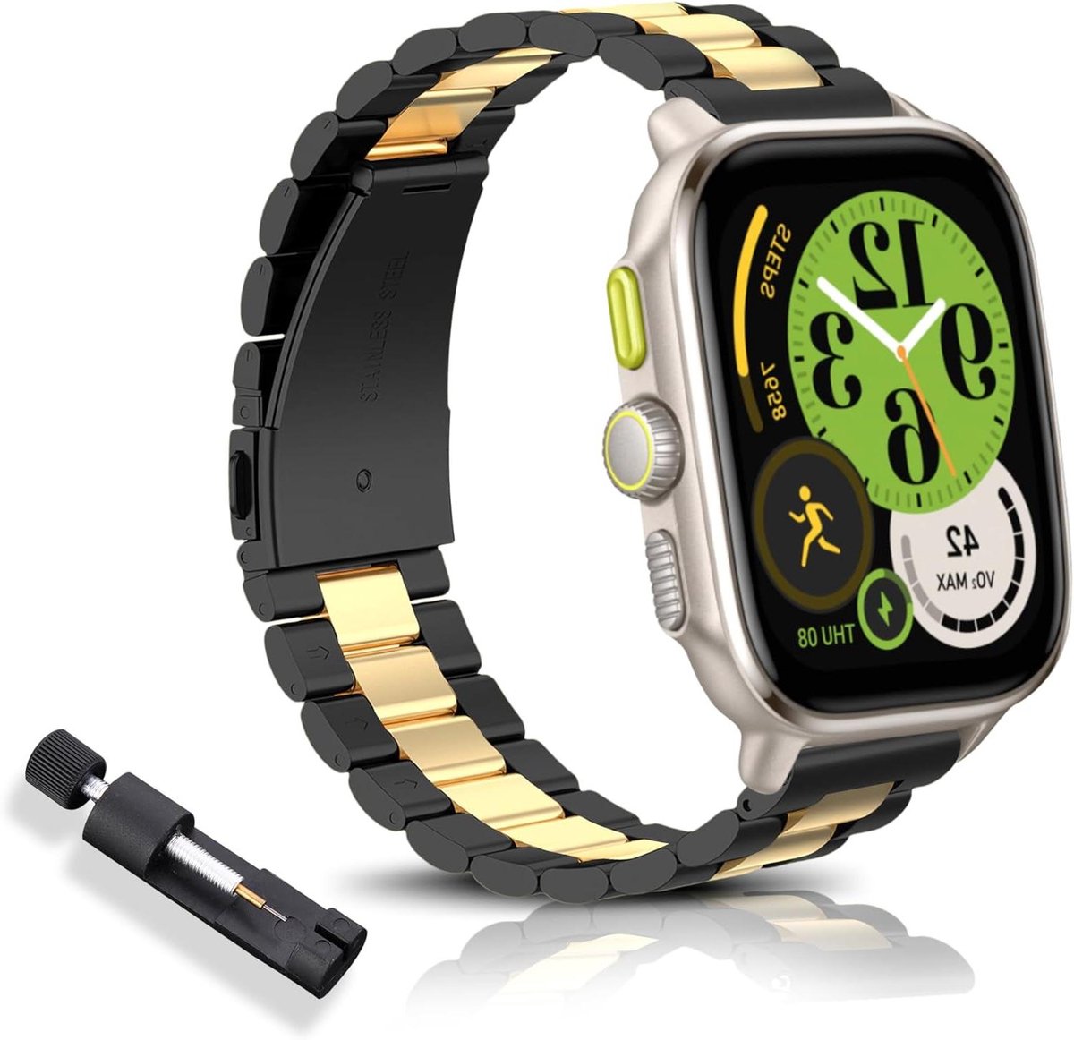 Cosensi - Metalen horlogeband 20mm voor smartwatches - Zwart-goud