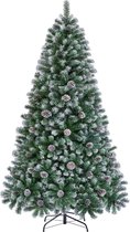 Yaheetech sapin de Noël artificiel 228 cm avec neige et 82 pommes de pin (diamètre environ 132 cm), 1346 branches, épicéa ignifuge avec système de pliage rapide à monter et support métallique