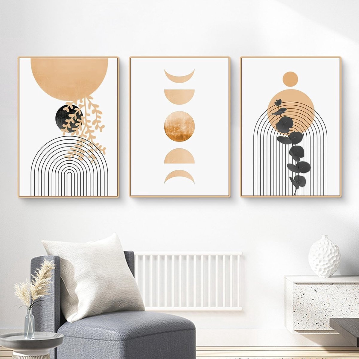 Stunq® Grote Abstracte Boho Bladeren Wanddecoratie Set - 3 Stuks - 40 x 50 cm