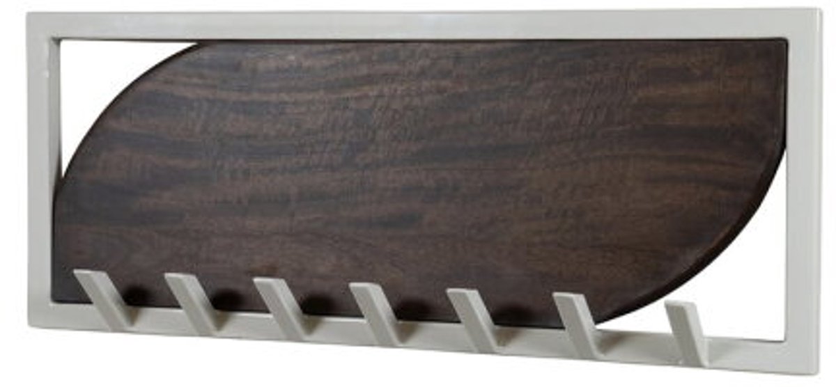 Kapstok Santa Cruz mangohout met 7 haken - 60x5x24 cm - Walnoot
