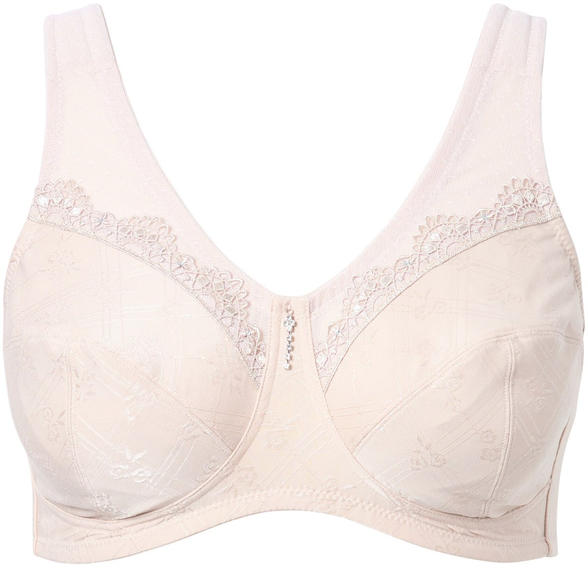 Ulla Popken Dames - Ontlastingsbeha zonder beugel kant - Beige