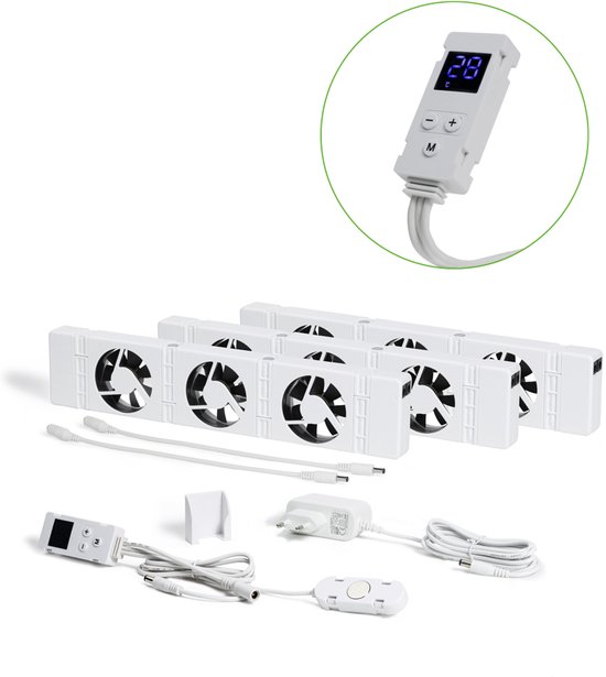 SpeedComfort Radiator Ventilator met Control Sensor - Trio Set (3x) - Sneller Verwarmen - Tot 22% Energiebesparing - Geschikt voor Warmtepomp - Meerdere Snelheden - Simpel te Plaatsen - Fluisterstil - Nederlands Product - Wit