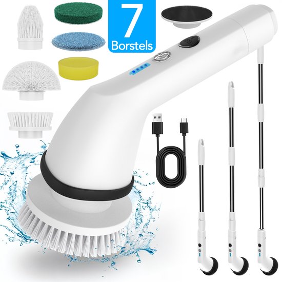Brixy elektrische schoonmaakborstel – draadloos – 8 opzetstukken