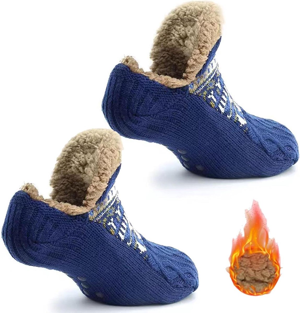 Cosensi Gebreide Fleece Gevoerde Pluizige Sokken Vrouwen 4.5/6.5 UK Rlbu 1 Warme Slipper Sokken met Antislip Grip Any