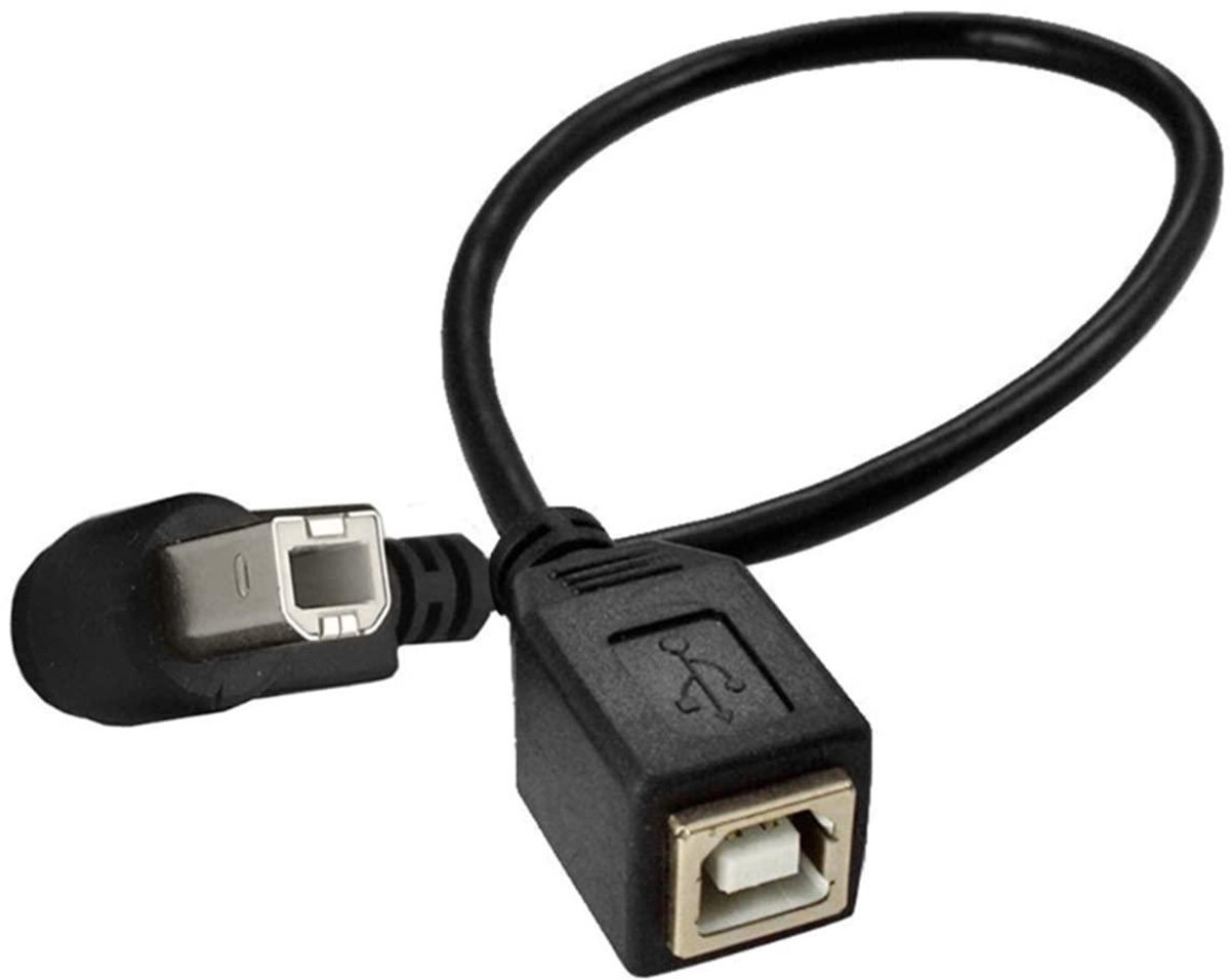 Cosensi - USB 2.0 B-bus naar type B-stekker, kort, 90 graden - voor mobiele HDD, scanner, printer
