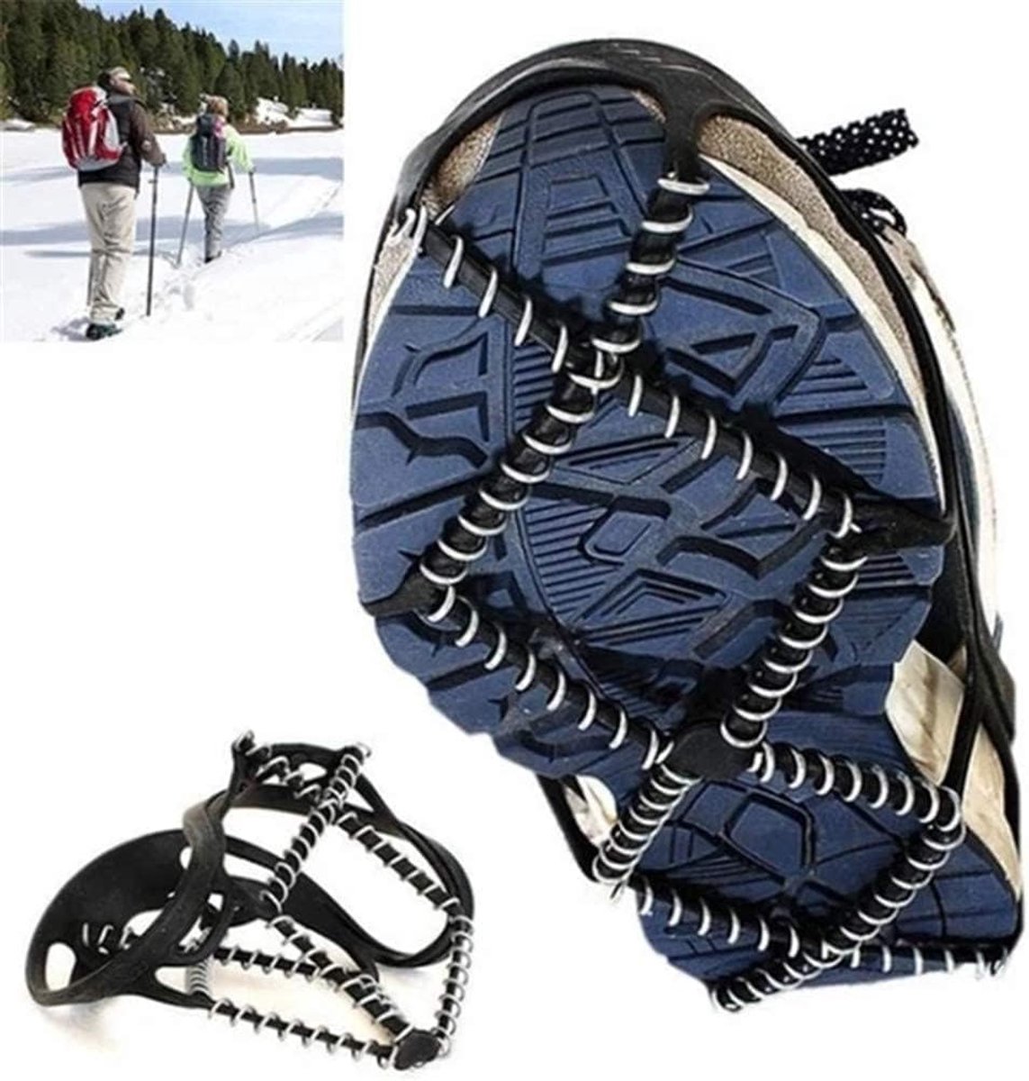 Anti-slip Ijsgrijpen – 1 Paar Universele Sneeuwklauwen voor Winterwandelen Wandelen & Joggen Zwart