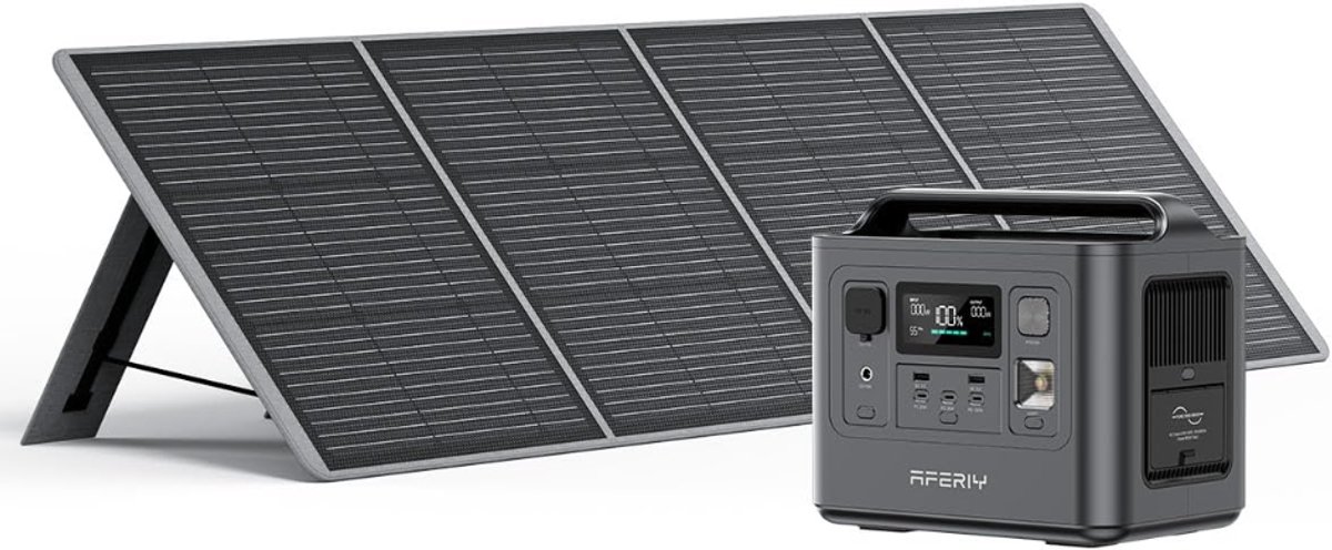 AFERIY 800W Draagbare Power Station + 200W Inklapbaar Zonnepaneel - 512Wh LiFePO4 - UPS - MPPT voor Camping & Noodstroom