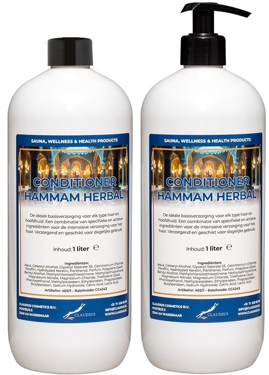 Hairconditioner Hammam Herbal 1 liter met zwarte pomp - set van 2 stuks