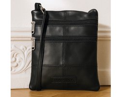 Lundholm Leren heren tas schoudertas leer - tas heren schoudertas klein - nektasje mannen zwart leer - cadeau voor man | Lundholm Roskilde serie