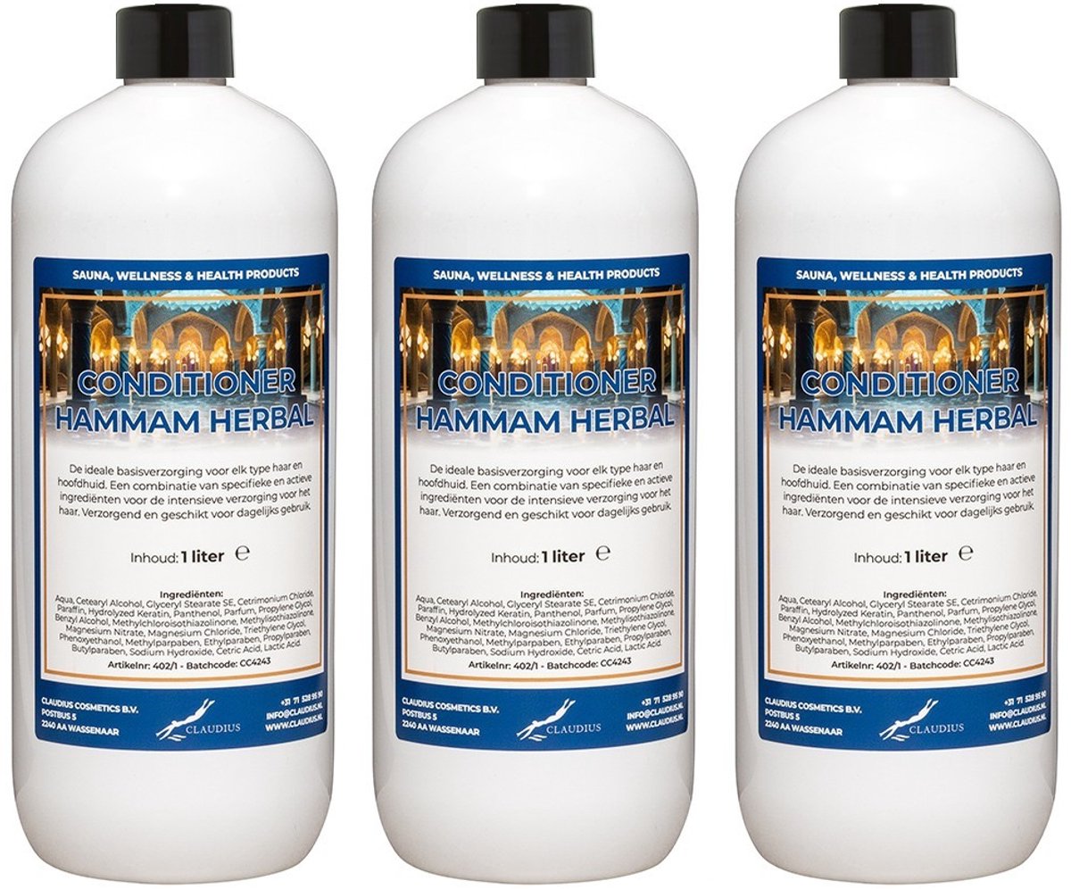 Hairconditioner Hammam Herbal 1 liter met dop - set van 3 stuks