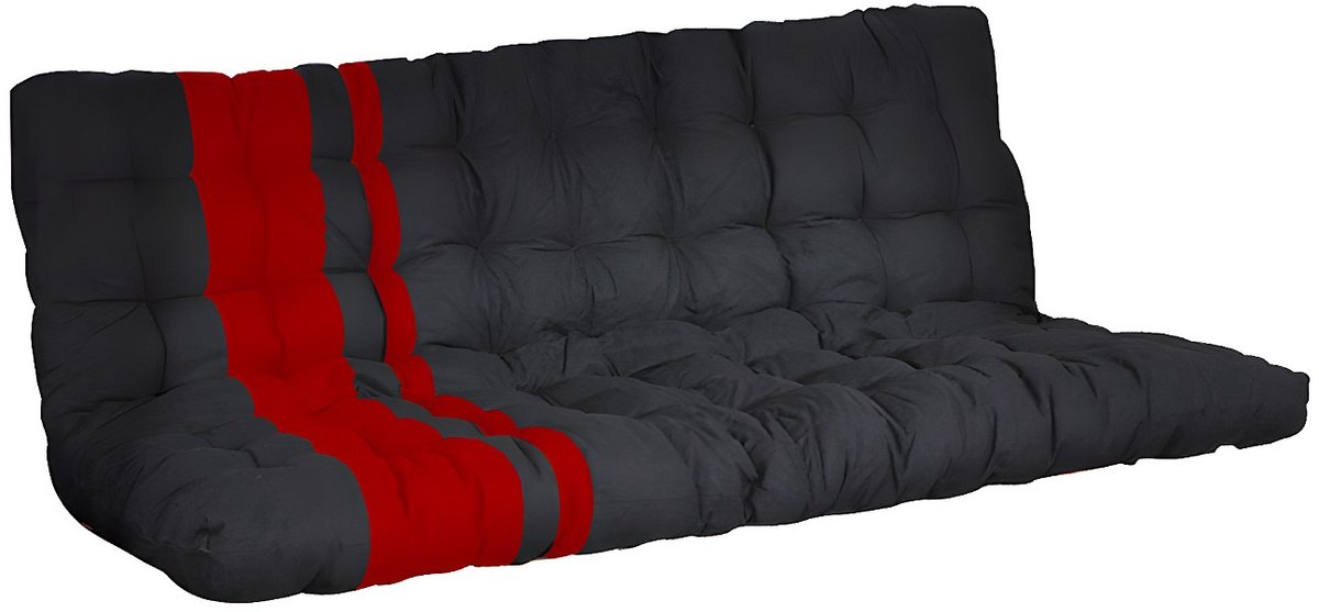 Vente-unique Futon 135x 190cm voor slaapbank dikte 10cm - Zwart en Rood - MODULO L 190 cm 