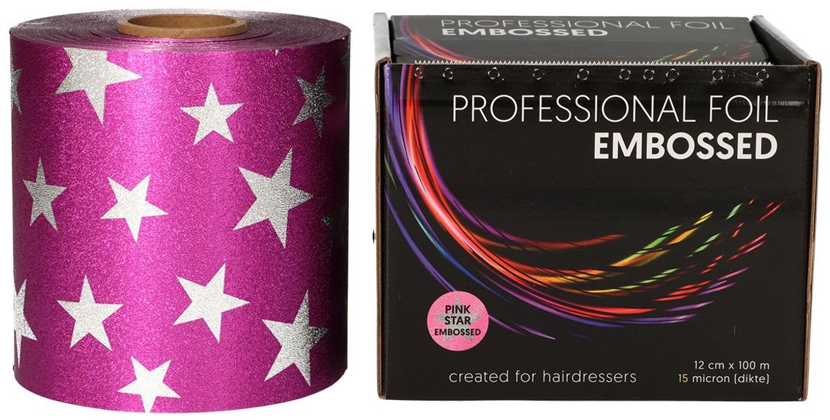 Folie Aluminium Rol Pink Star Embossed 12cmx100m 15MU