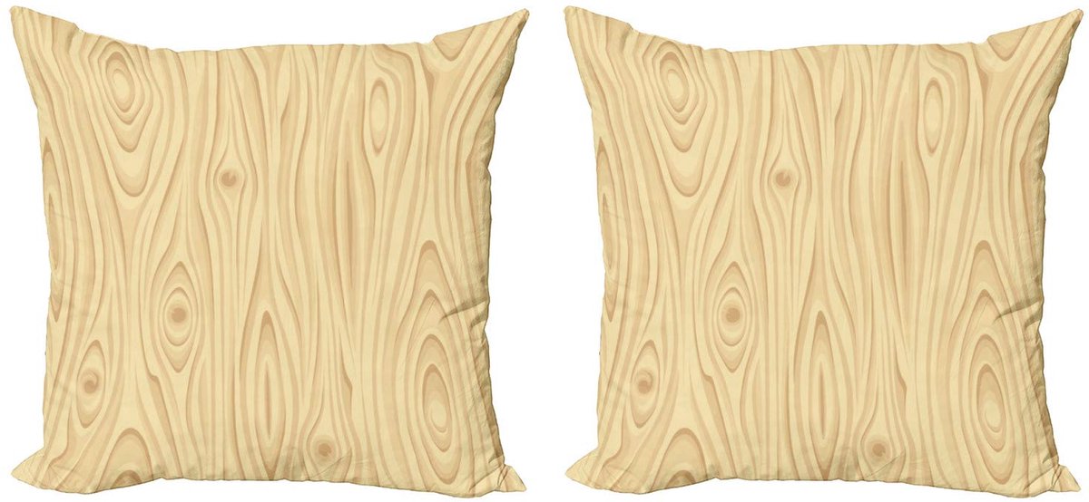 ABAKUHAUS Beige kussenhoezen set 2x45x45 cm – microvezel – dubbelzijdig digitaal bedrukt Crème