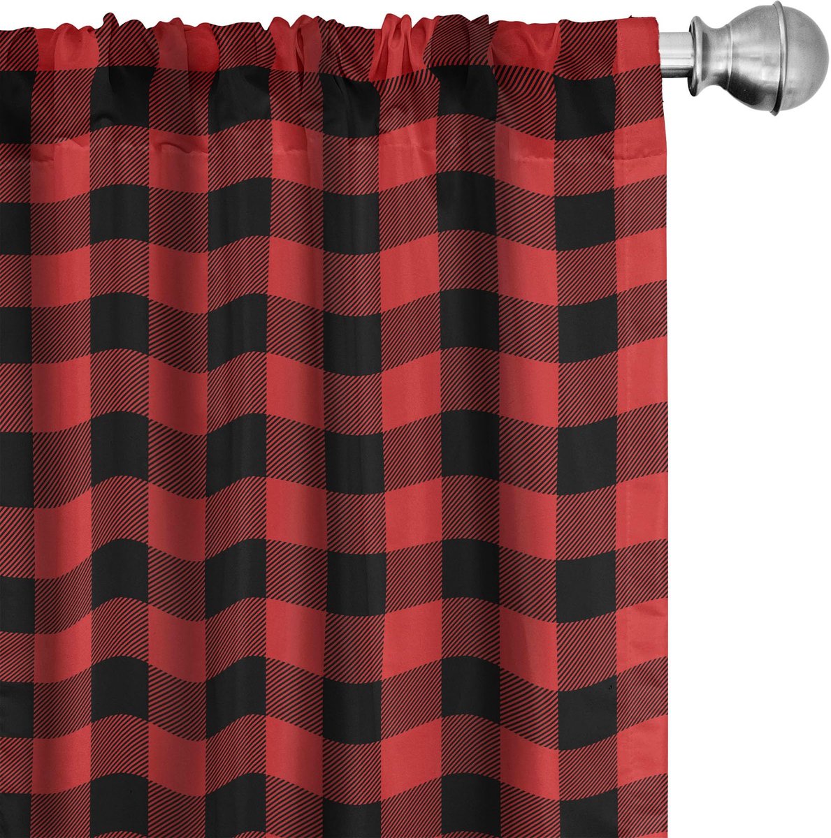 ABAKUHAUS Plaid gordijnen – 2x75x245 cm – microvezel – Schotse ruit Oranje