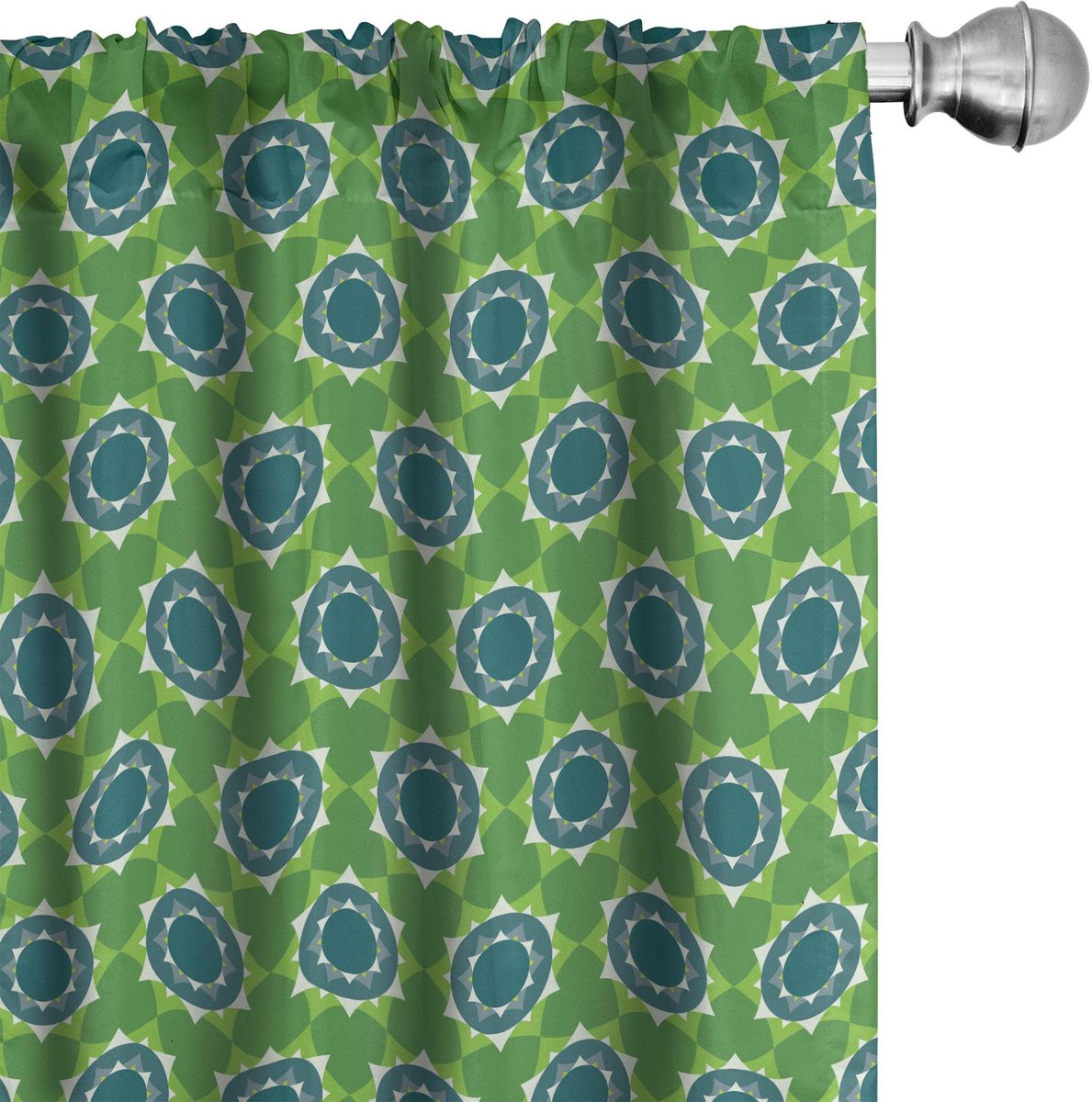 ABAKUHAUS Abstracte gordijnen – geometrische mandala – 2-delige set 75x175 cm – varen groen Fern Green Teal