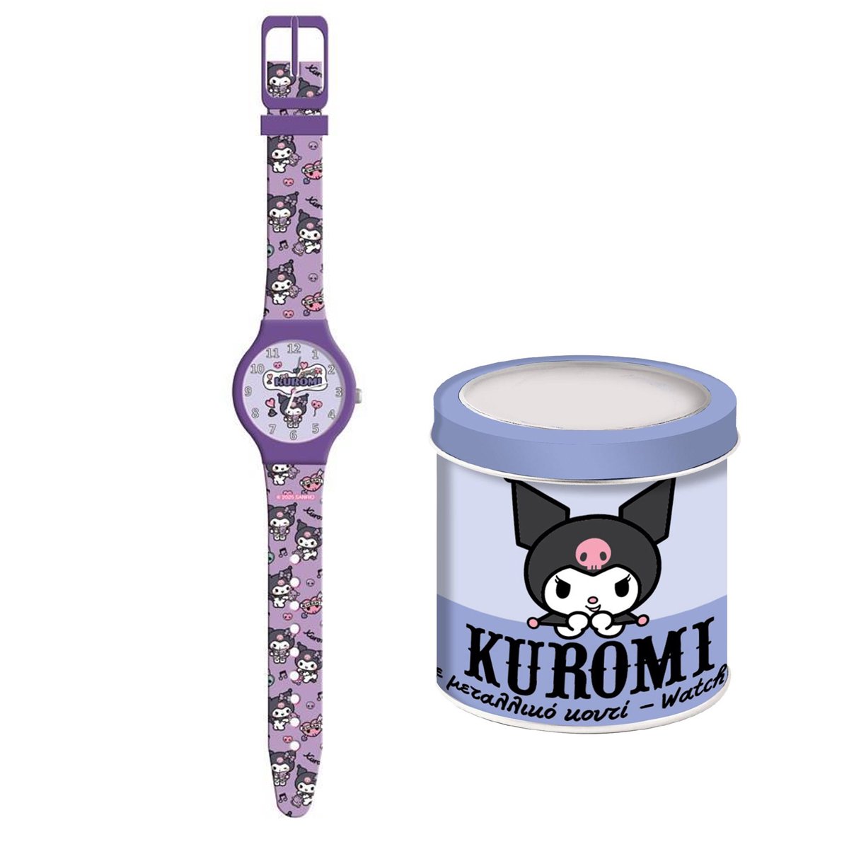 Kuromi Kinderhorloge - Analoge Horloge met Silicone Band - In Luxe Blikverpakking - Cadeau voor Kids