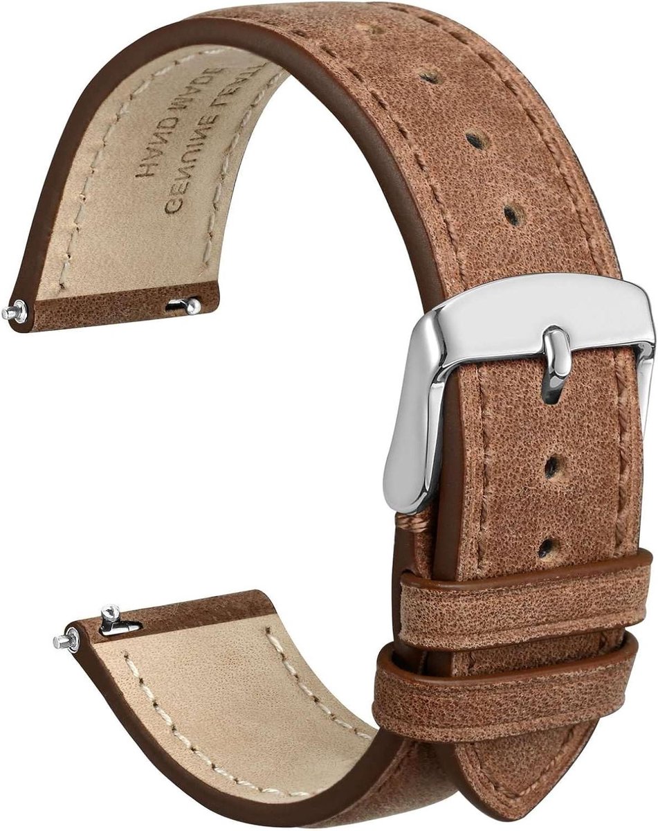 Cosensi - Leren Retro Horlogeband met Quick Release - Unisex - Diverse Bandbreedtes 16 mm, 18 mm, 19 mm, 20 mm, 22 mm, 24 mm