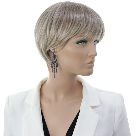 Behave - Oorhangers met blauwe stenen - Vintage stijl - 8 cm
