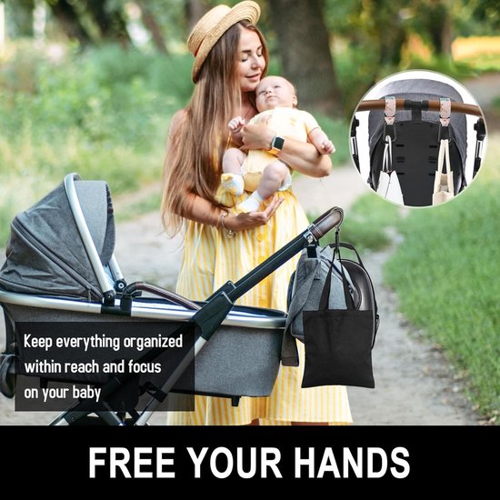 BOTC Kinderwagen tassenhaakjes - Leer - Haakjes voor tassen - Set van 2 - Leather - Extra stevig - Buggy haakjes - Roze bloem van Merkloos — afbeelding 5