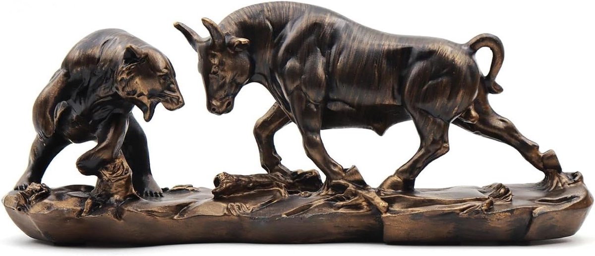 Abstract Financieel Beeld, Bull & Bear Gevecht Decoratie - Woonkamer Kantoor Cadeau