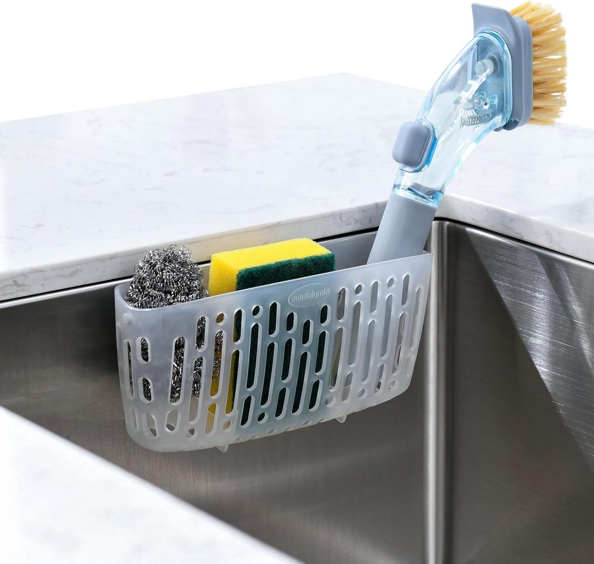 Cosensi - Sponshouder voor de Gootsteen in de Keuken met Sterke Zuignappen - Praktische Organisatie - Transparant Design