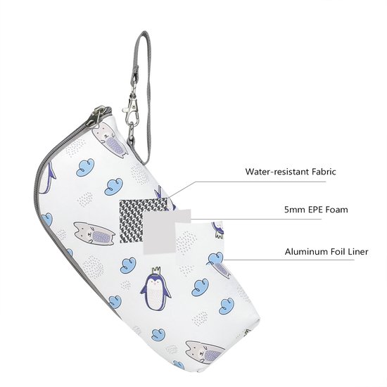 2 Stuks - Melkfles Warmhouder - Melkfles Tas - Thermotas - Isolatietas voor Babyfles - Draagbare Moedermelk Opslag - Fles Warmer Onderweg - 8x7x22 cm - Wit — afbeelding 2