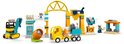 Bouwspeelgoed: graafmachine, betonmixer, vrachtwagen, kraan en bouwframe.