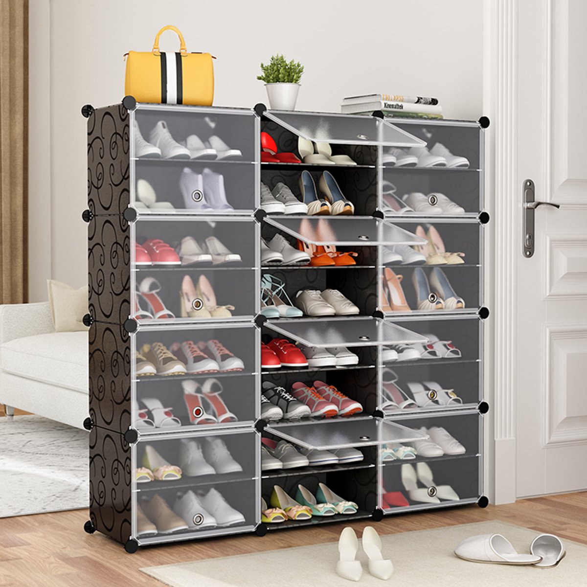 PIPIPOXER-Schoenenkast 48 paar Schoenen - Verstelbaar - Schoenenrek - 8 vakkken - 120*30*120CM - Zwart