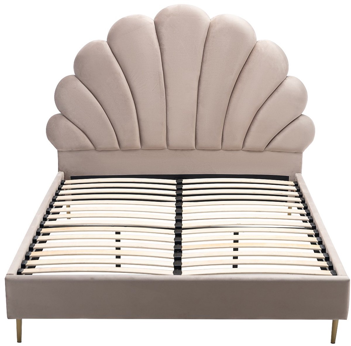 Vente-unique Bedframe fluweel beige 160 x 200 cm