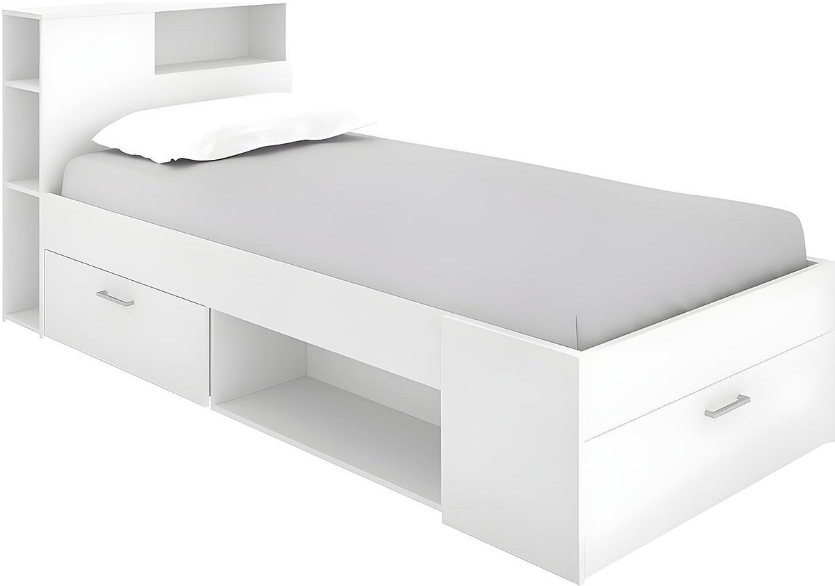 Vente-unique Bedframe hout wit 90 x 190 cm