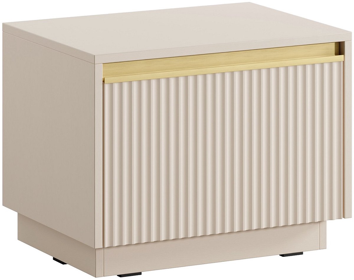 Vente-unique Nachtkastje met 1 lade - MDF - Beige en goudkleurig - POSINIA